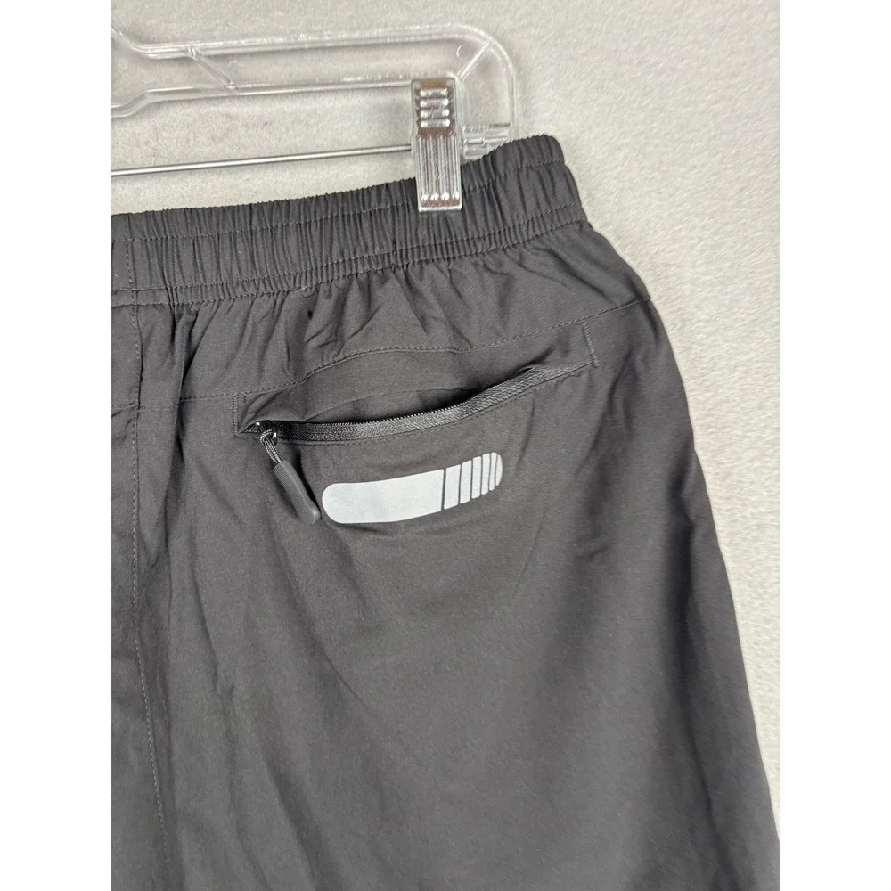 Northyard Shorts Mens Large Black Running Zip Pockets 8 Inseam Reflective Lined